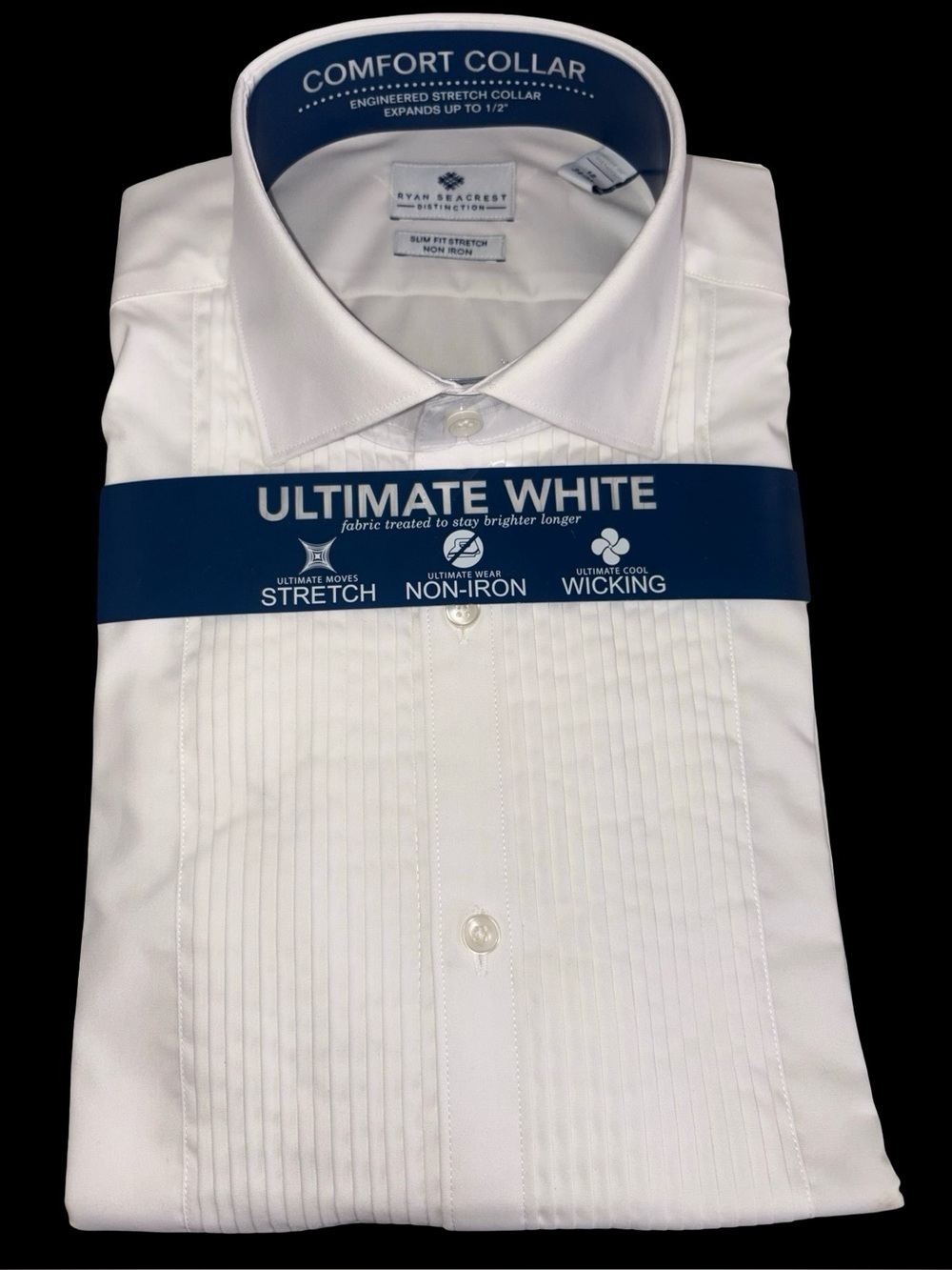 Ryan Seacrest Distinction Ultimate White Slim Stretch Tux Dress Shirt 16 34/35